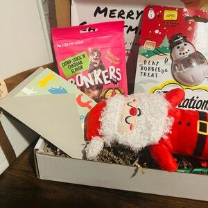 Santa Cat Toy and Treats Gift Set